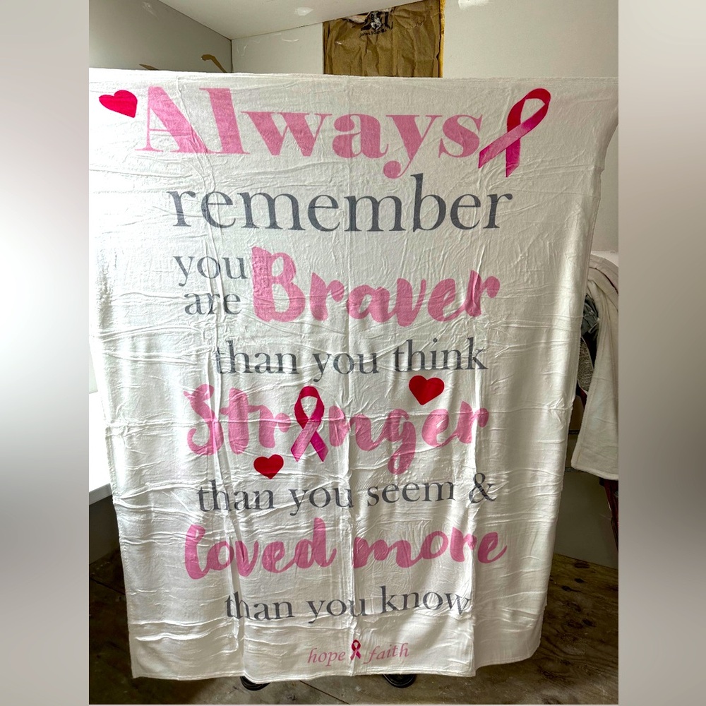 Cancer Awareness Fleece Blanket Pink Ribbon Throw